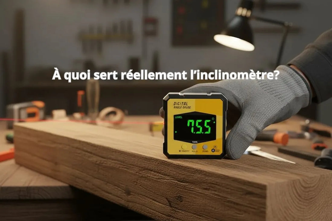 inclinomètre sur établi dans atlier lumineux