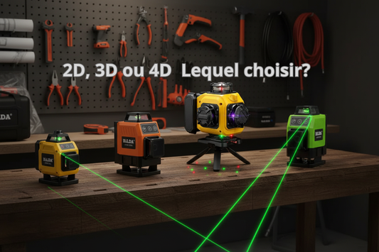 Niveaux laser 2D 3D ou 4D sur établi d'atelier