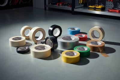 Assortiment de rubans adhésifs professionnels – masking tape, duct tape, ruban électrique et double face