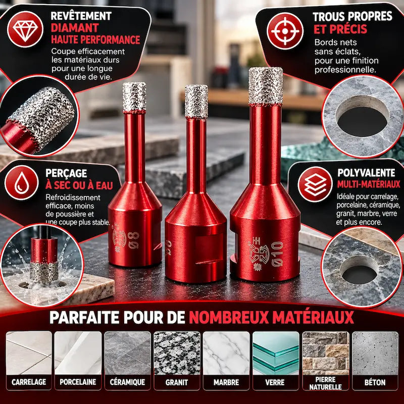 Foret diamant carrelage rouges bénéfices produit