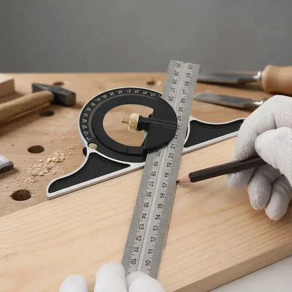 Bricoleur marque bois avec equerre de tracage