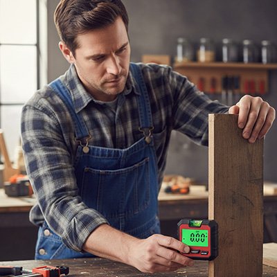 Bricoleur valide son angle avec inclinometre 