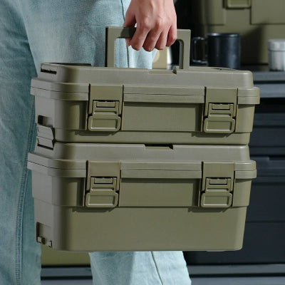 Caisse à outils empilable couleur olive