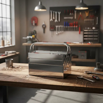 CAISSE A OUTILS EN METAL | 5 plateaux acier inoxydable
