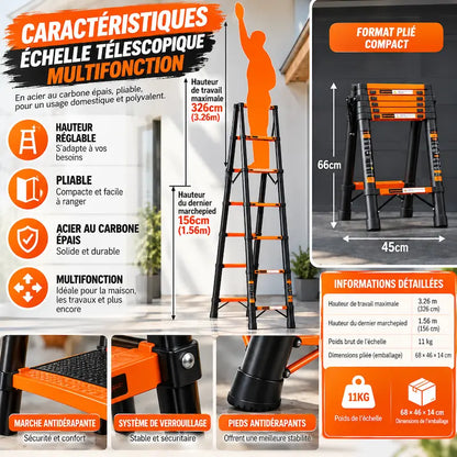 Caractéristiques échelle télescopique multifonction