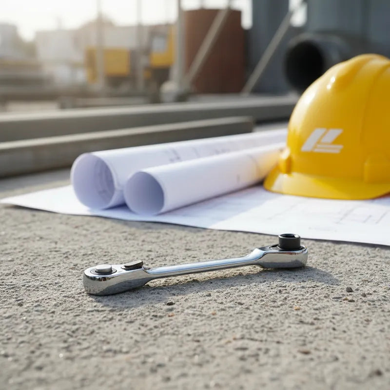 Clé à cliquet mini par terre sur chantier