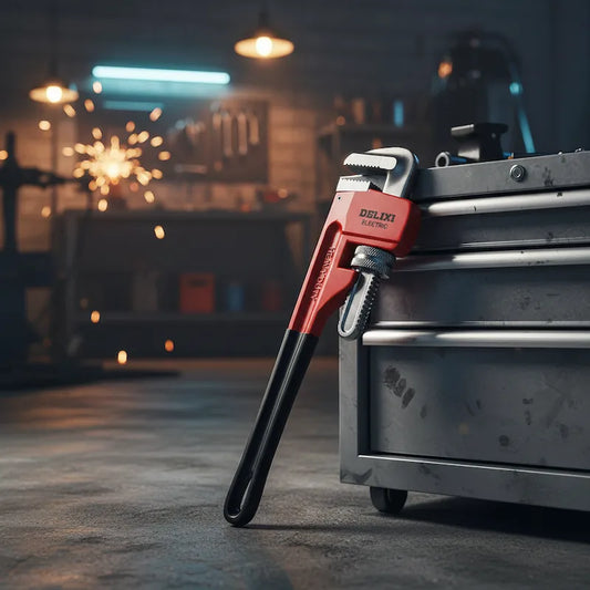 Clé à griffe contre boite outils dans atelier