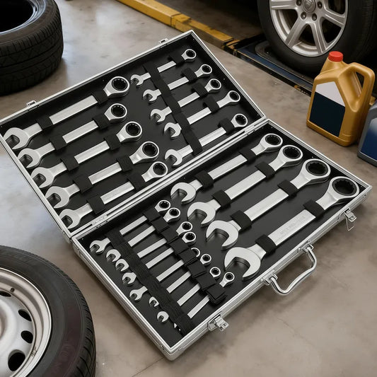 Coffret clé plate à cliquet sur plancher garage