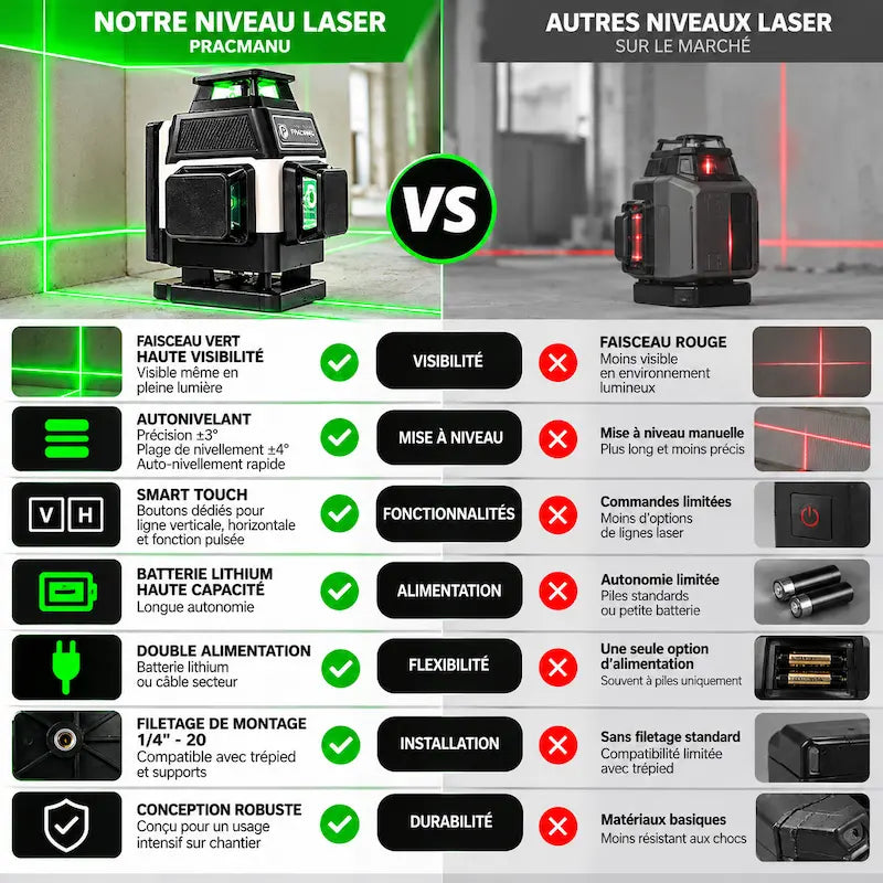 Comparatif niveau laser autonivelant