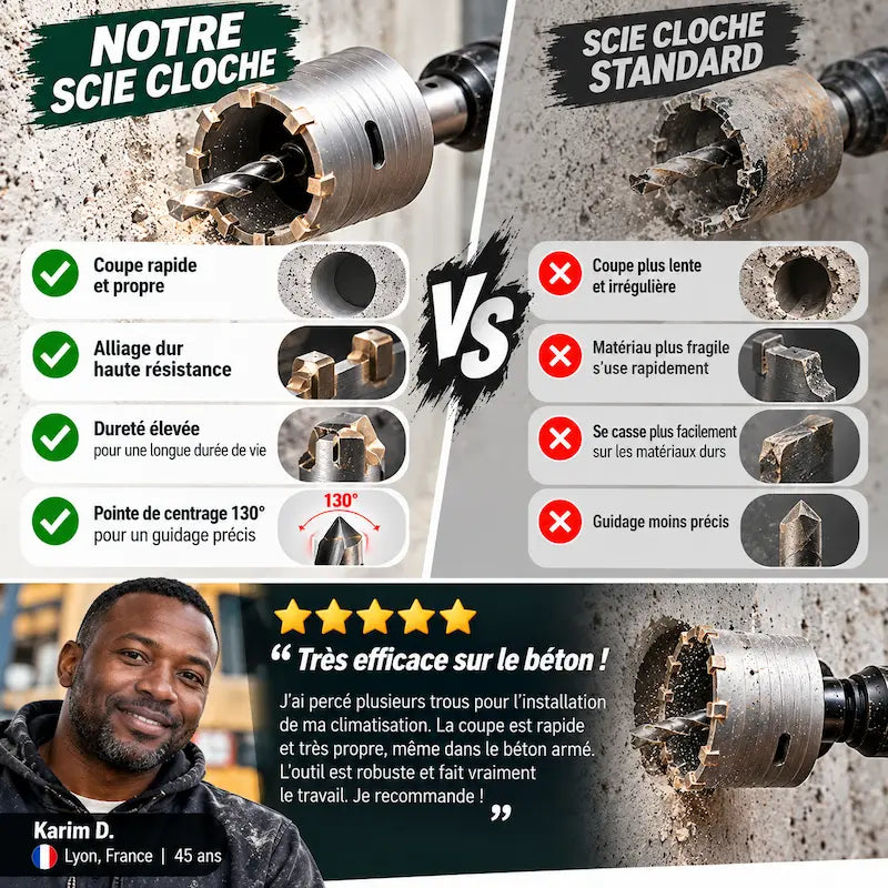 Comparatif scie cloche beton efficacité précision