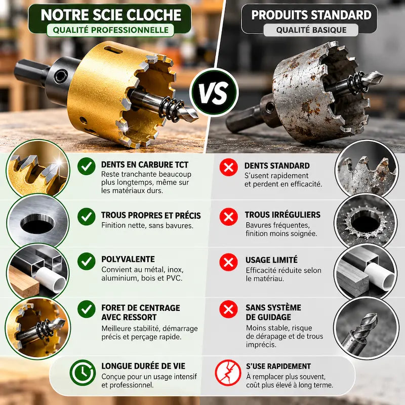Comparatif scie cloche pour acier professionnel standard