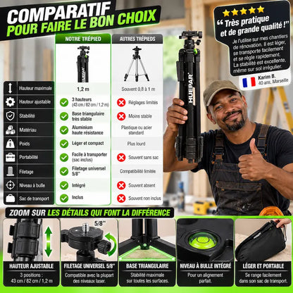 Comparatif trépied pour niveau laser avis client