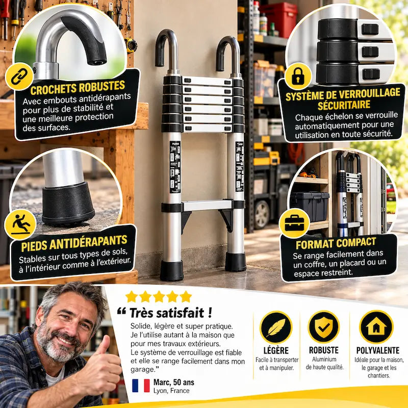 echelle telescopique compacte sécurisée avis bénéfices