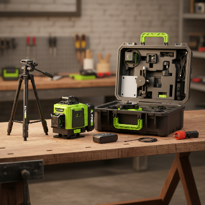Ensemble niveau laser vert trépied atelier