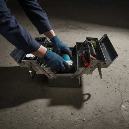CAISSE A OUTILS EN METAL | 5 plateaux acier inoxydable