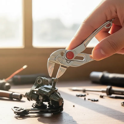 Homme répare petite pièce avec mini pince multiprise