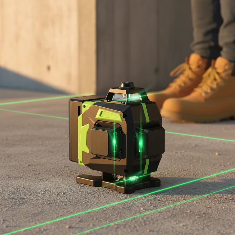 Homme se tient debout près niveau laser 360