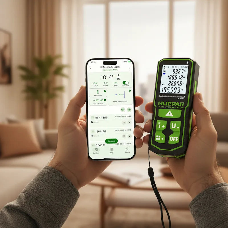 Homme tient cellulaire telemetre connecté