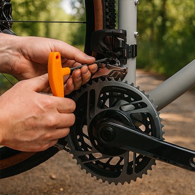 hommne installe piece sur velo avec cle allen
