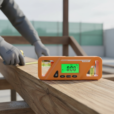 inclinometre orange mesure inclinaison planche chantier