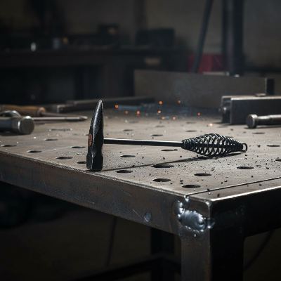 Marteau soudure sur table métal massif