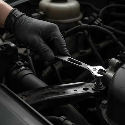 Mécanicien répare moteur véhicule avec clés plates