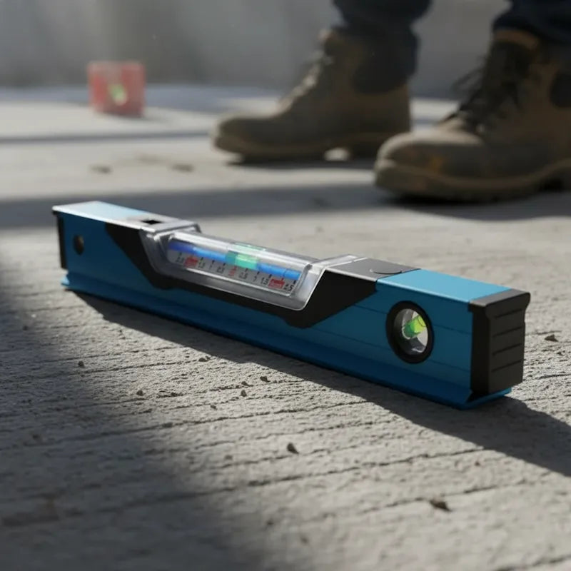 Niveau de précision à bulle sur chantier béton