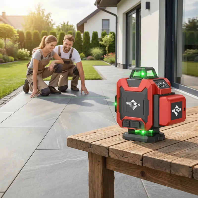 Niveau laser 360 sur terrasse