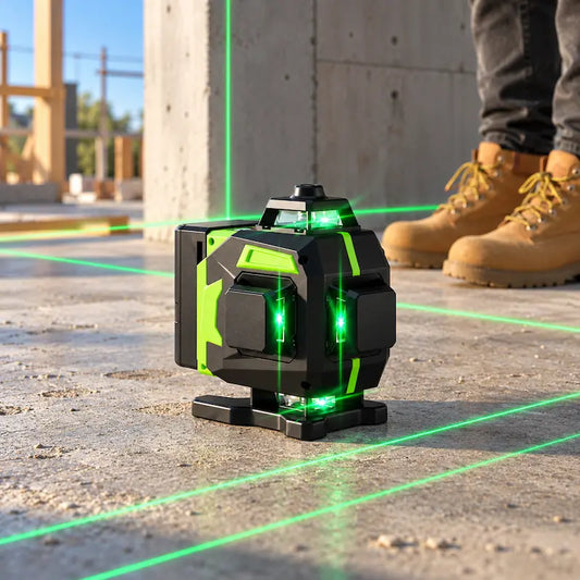 Niveau laser 360 vert sur chantier construction