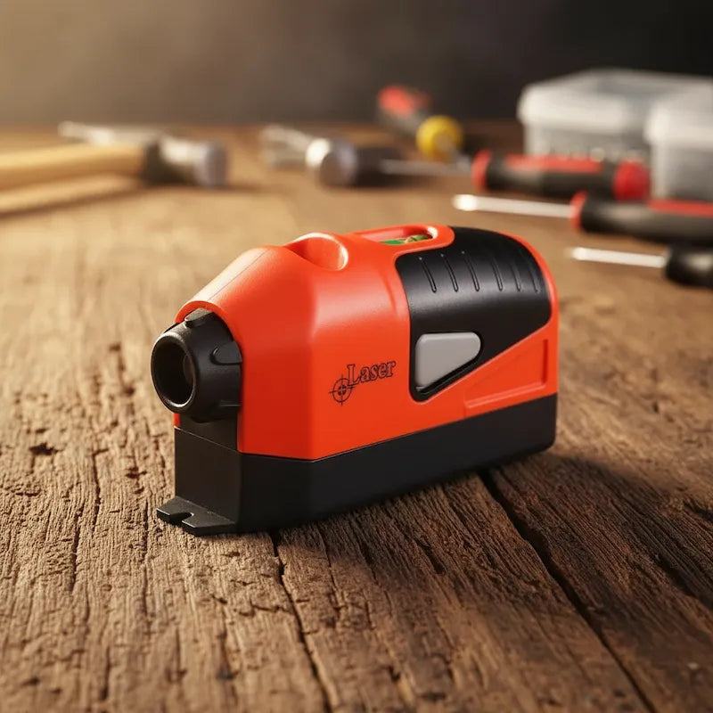 Niveau laser à bulle orange gros plan établi
