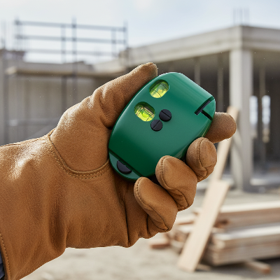 Niveau laser à bulle tenu en main sur chantier