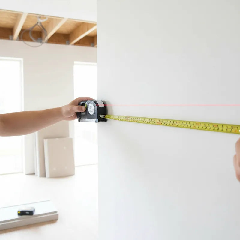 Niveau laser avec mètre ruban mesure mur