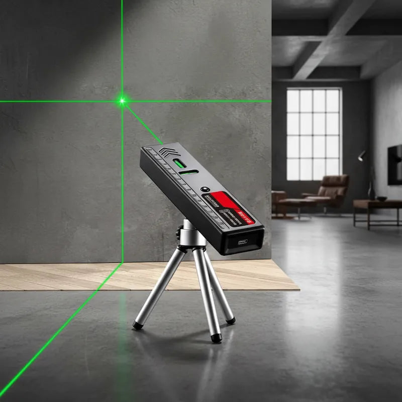 Niveau laser rechargeable sur trépied sur plancher béton