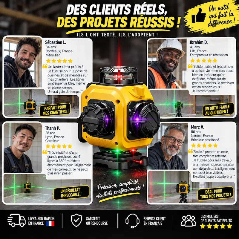 Niveau laser trepied avis clients âgés varies