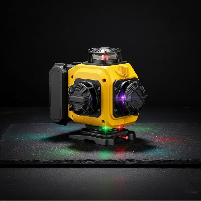 Niveau laser trepied fond noir reflets