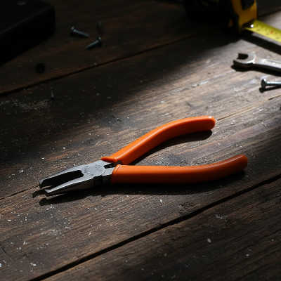 Pince coupante de précision fond atelier bois sombre