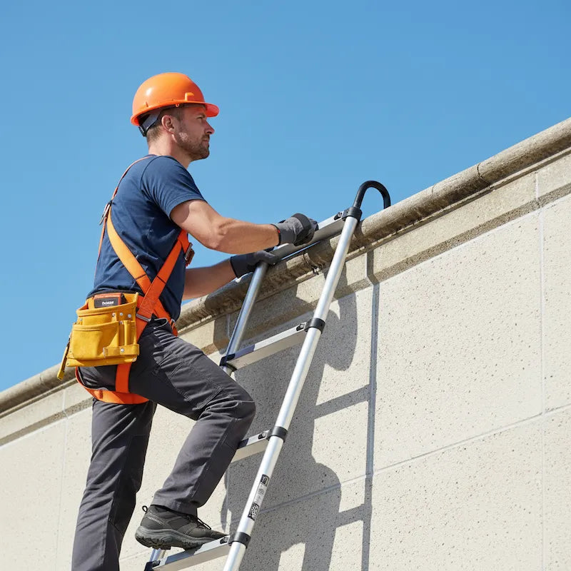 Professionnel monte en hauteur sur échelle télescopique compact
