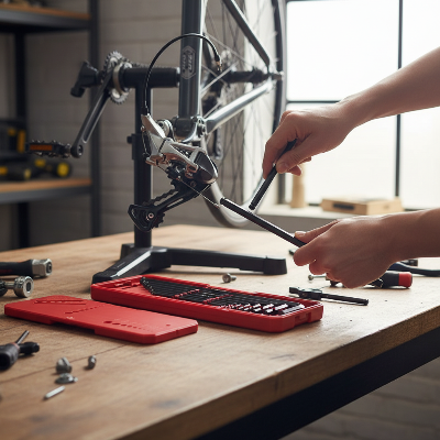 Réparateur ajuste vélo avec jeu de clé allen