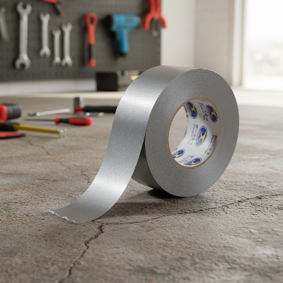 Ruban adhésif gris sur plancher béton garage