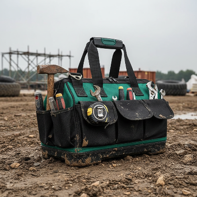 Sac à outils sur terrain boueux