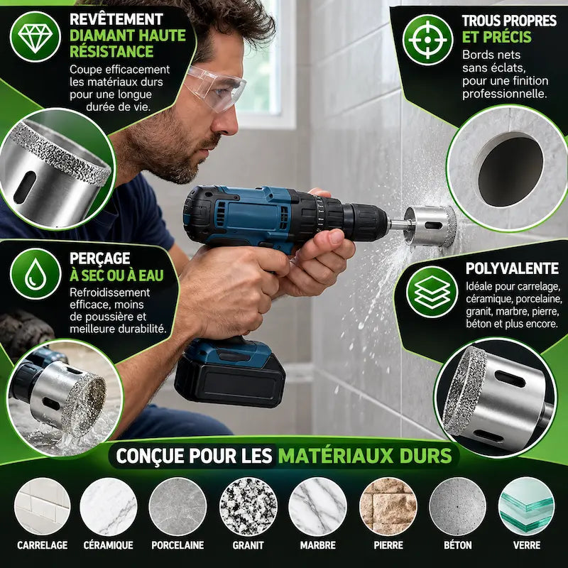 Scie cloche diamant pour matériaux durs bénéfices produit