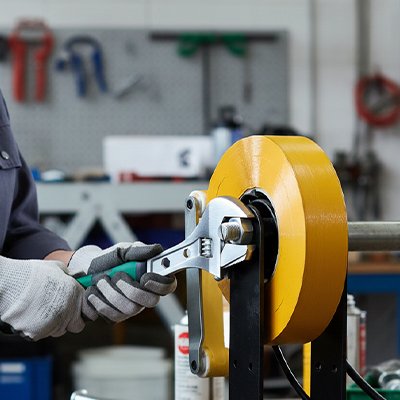 Travailleur ajuste boulon pour rouleau industriel avec clé à molette