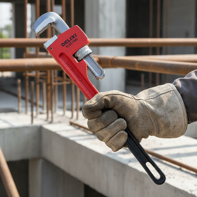 Travailleur de chantier tient cle a griffe