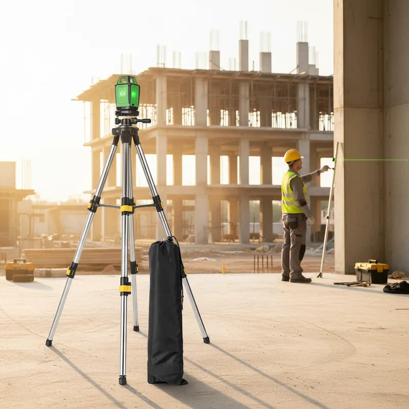 Trépied pour niveau laser sur chantier extérieur